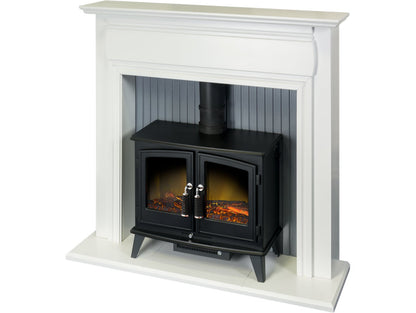 Adam Florence Stove Suite Pure White + Woodhouse Electric Stove Black, 48"