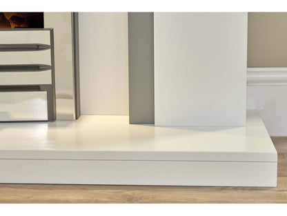 Adam Genoa Fireplace in Pure White & Grey with Downlights & Eclipse Electric Fire in Chrome, 48 Inch