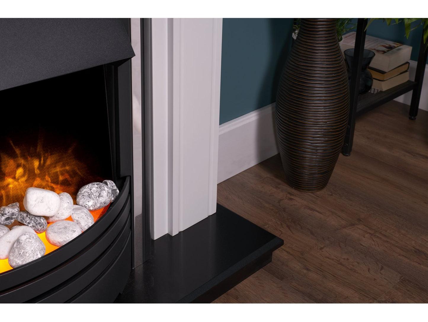 Adam Georgian Fireplace Suite Pure White & Black + Cambridge 6-in-1 Electric Fire Black, 39"