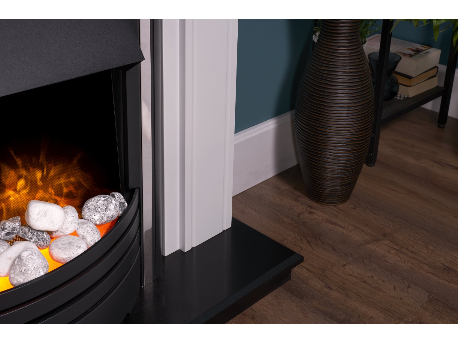Adam Georgian Fireplace Suite Pure White & Black + Cambridge 6-in-1 Electric Fire Black, 39"