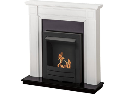 Adam Georgian Fireplace Suite Pure White w Colorado Bio Ethanol Fire Black 39"