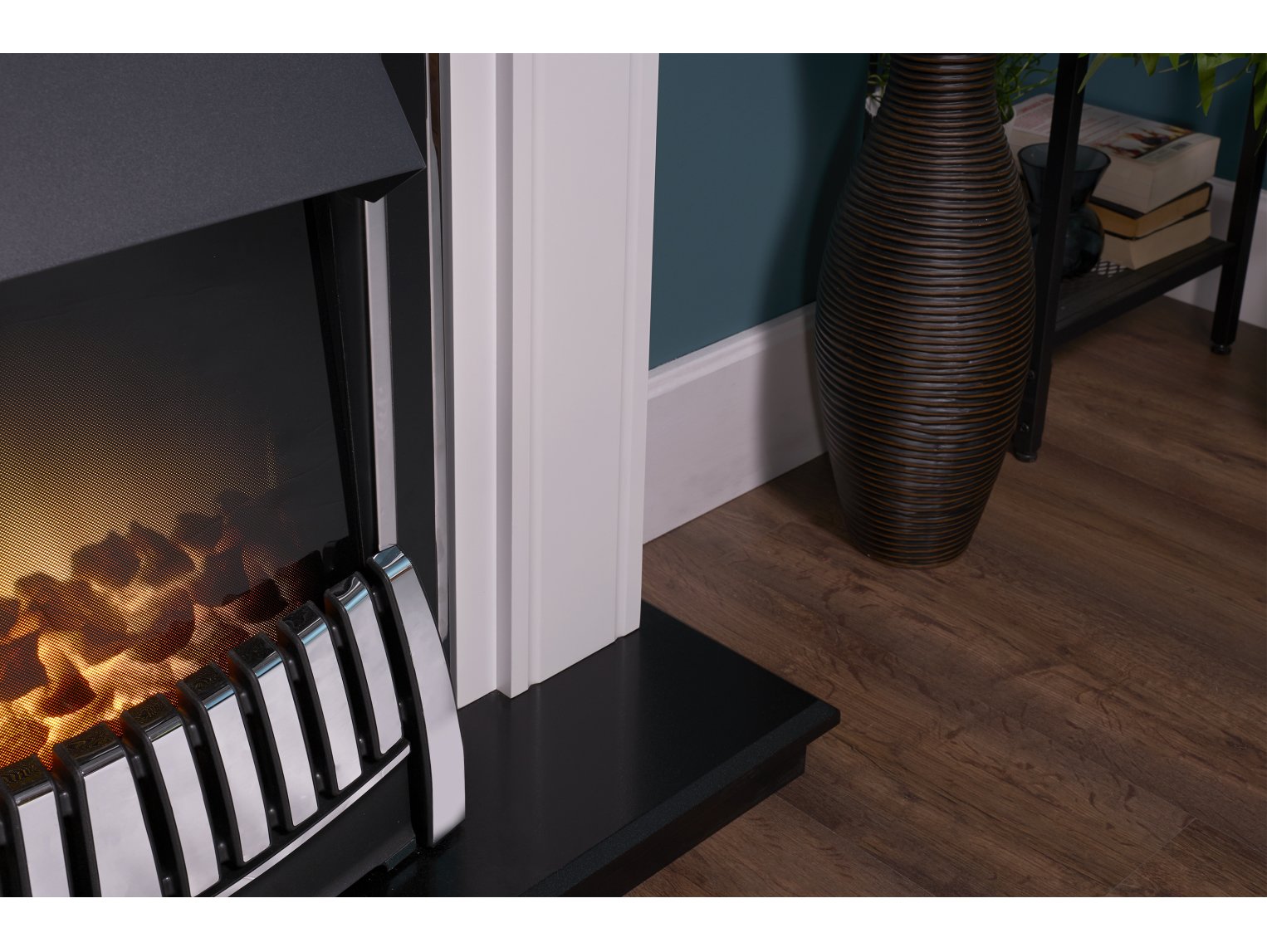 Adam Georgian Fireplace Suite Pure White + Elan Electric Fire Chrome, 39"