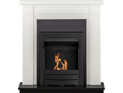 Adam Georgian Fireplace Suite in Pure White with Colorado Bio Ethanol Fire in Black, 39 Inch