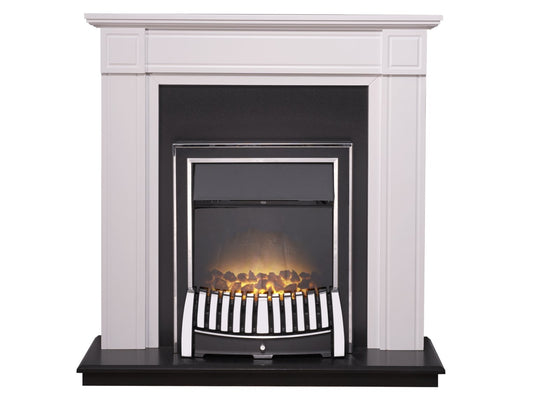 Adam Georgian Fireplace Suite in Pure White with Elan Electric Fire in Chrome, 39 Inch