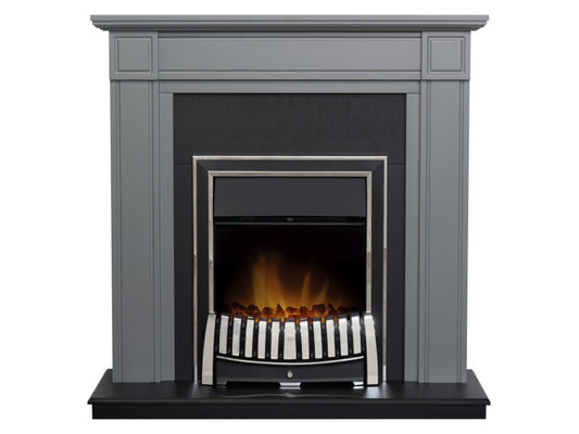 Adam Georgian Fireplace Grey + Chrome Elan Electric Fire, 39"
