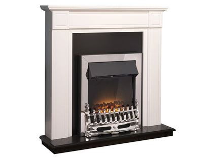 Adam Georgian Fireplace Pure White/Black + Blenheim Electric Fire Chrome, 39"
