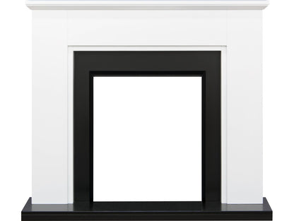 Adam Greenwich Fireplace in Pure White and Black, 45 Inch