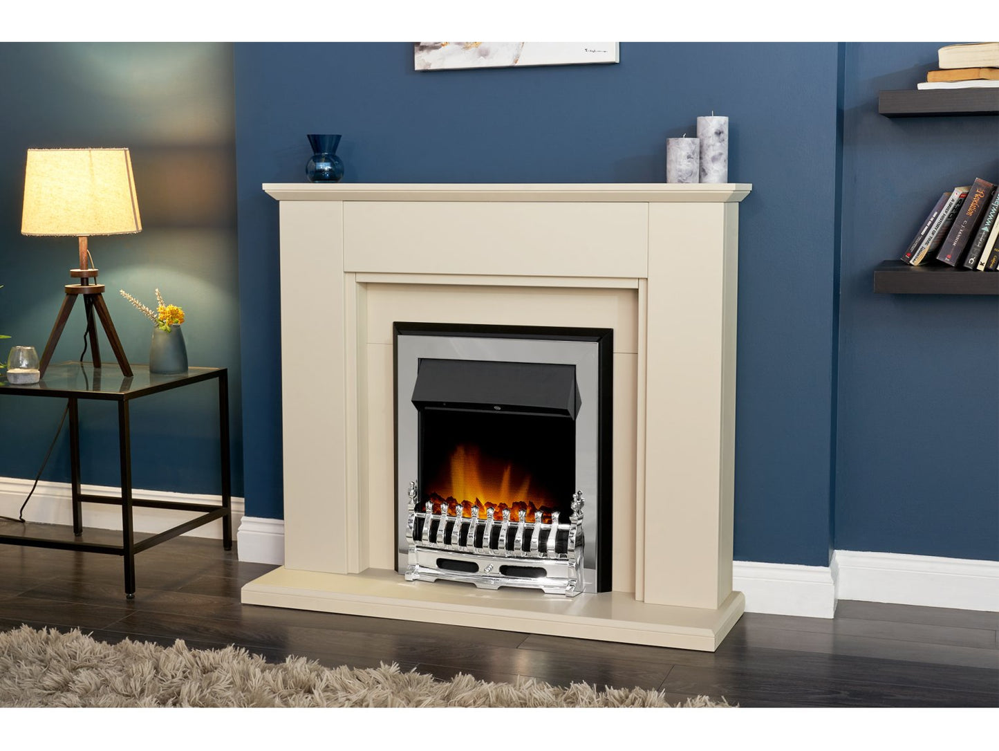 Adam Greenwich Fireplace Stone Effect + Blenheim Electric Fire Chrome, 45"