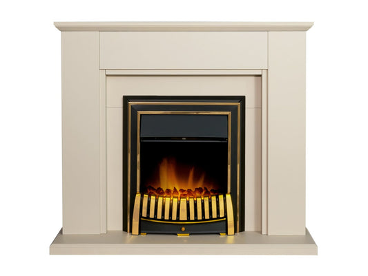 Adam Greenwich Fireplace in Stone Effect with Elan Electric Fire in Brass, 45 Inch