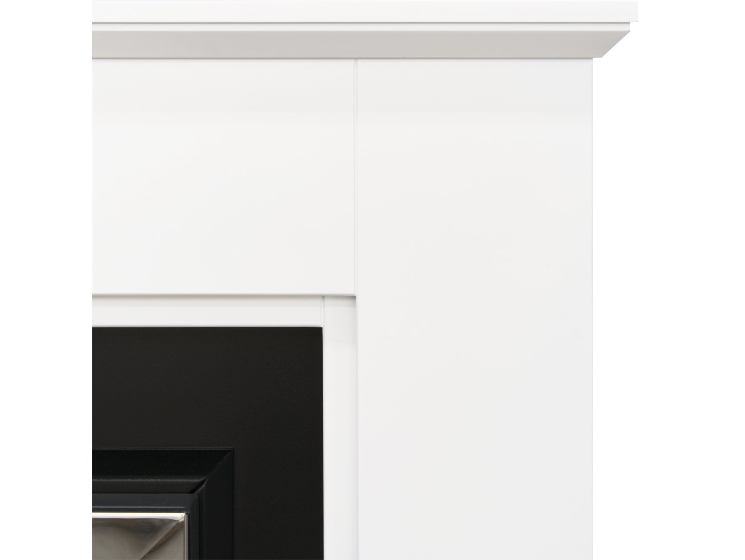 Adam Greenwich Fireplace Suite Pure White & Black + Eclipse Electric Fire Chrome, 45"