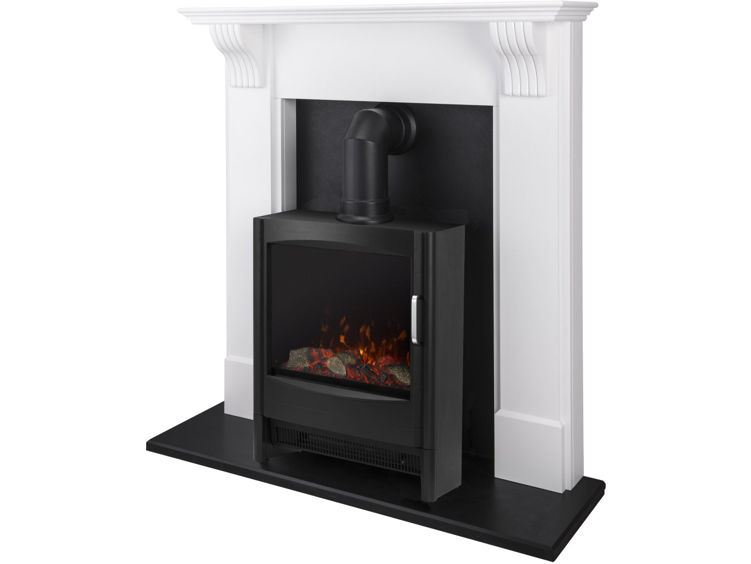 Adam Harrogate Surround Pure White + Keston Electric Stove, 39"