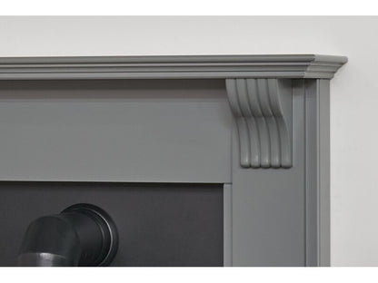 Adam Harrogate Stove Fireplace in Grey & Black w Bergen Electric Stove in Grey, 39"