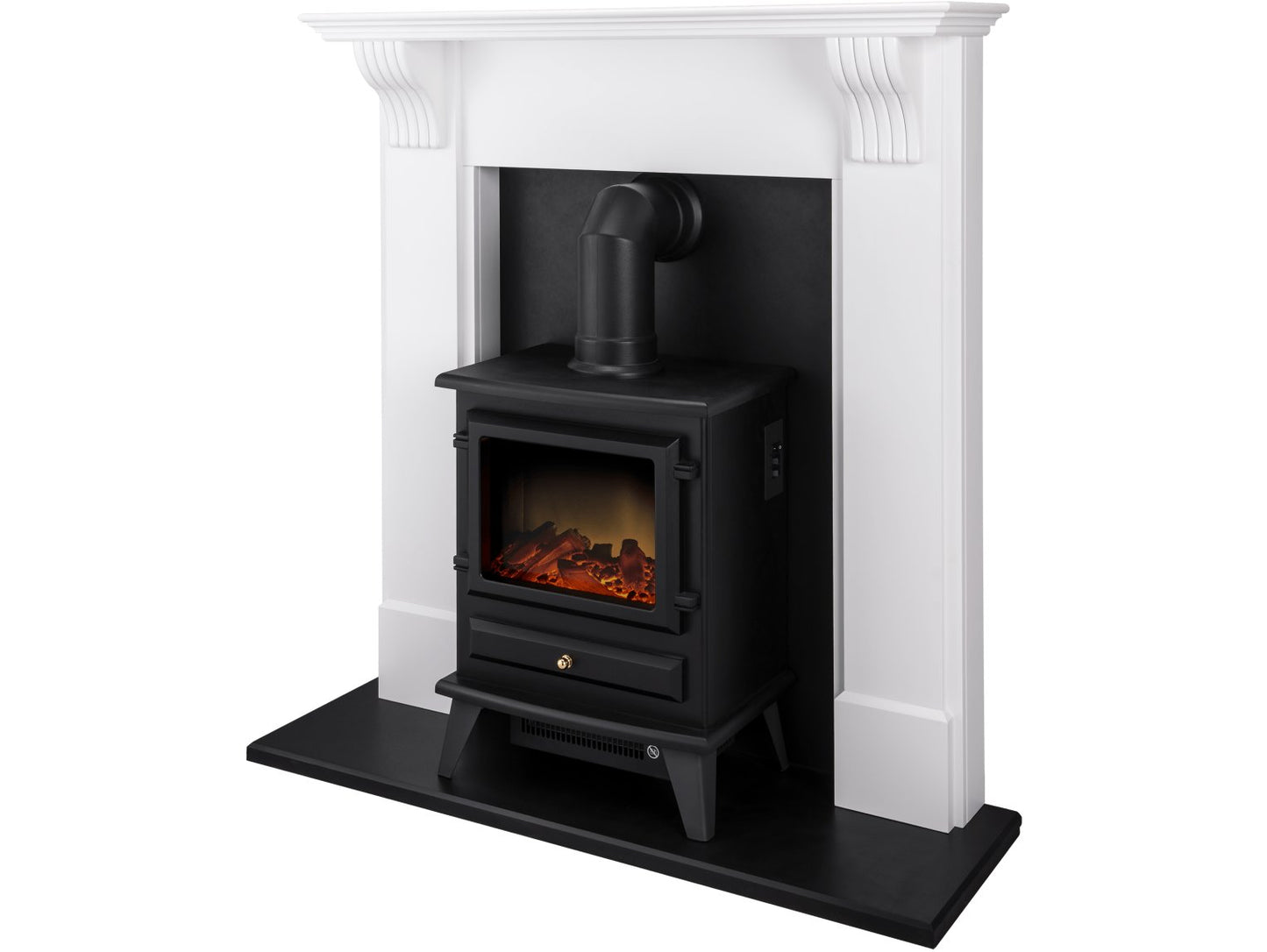 Adam Harrogate Surround Pure White + Hudson Electric Stove, 39"