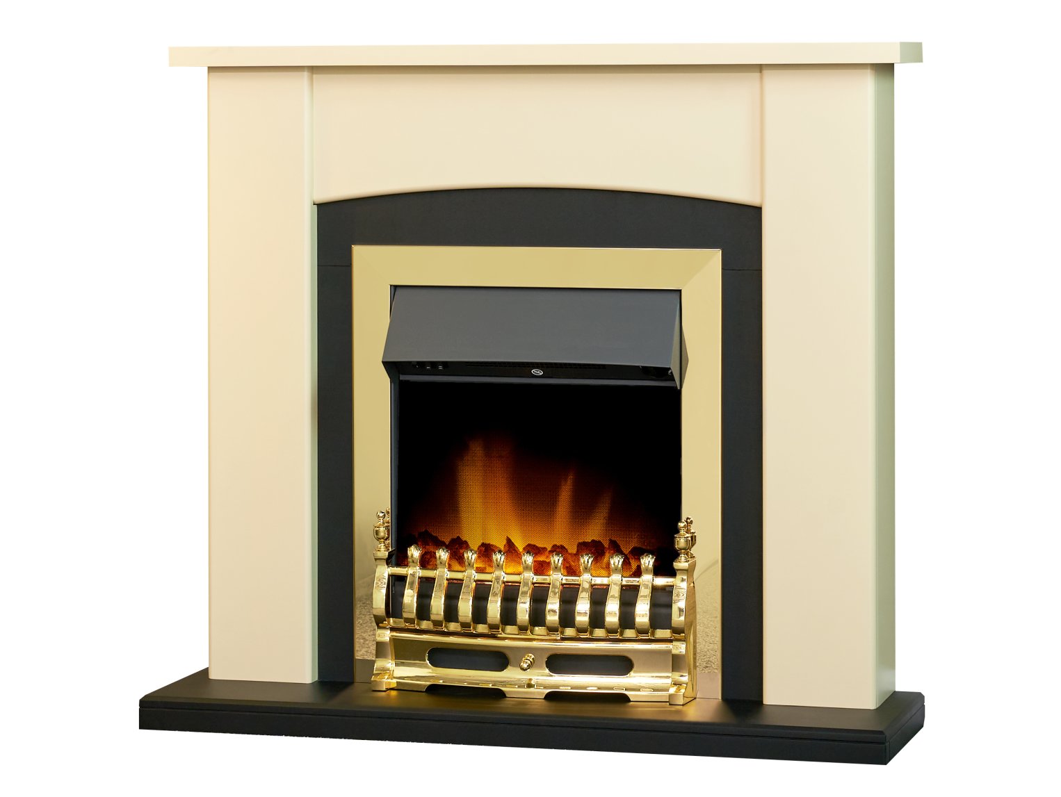 Adam Holden Fireplace Cream & Black + Blenheim Electric Fire Brass, 39"