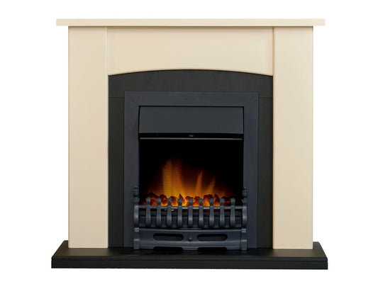 Adam Holden Fireplace in Cream & Black with Blenheim Electric Fire in Black, 39 Inch