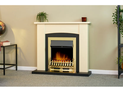 Adam Holden Fireplace Cream & Black + Blenheim Electric Fire Brass, 39"