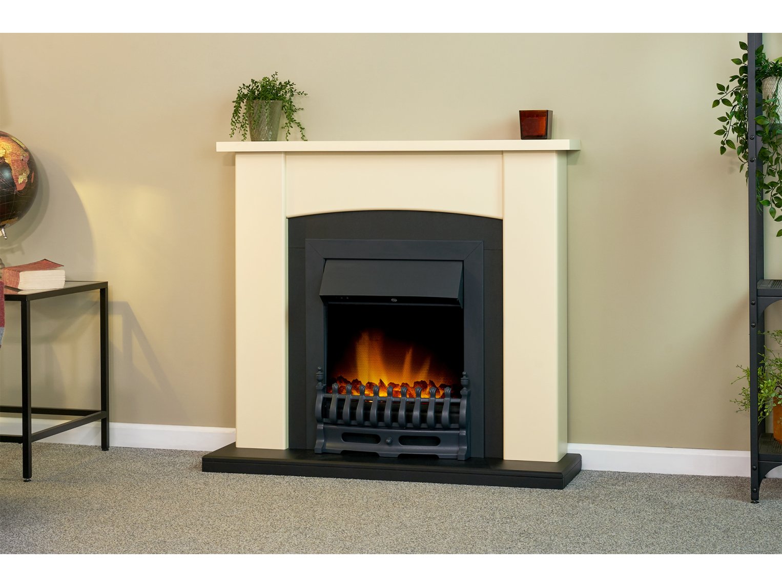 Adam Holden Fireplace Cream & Black + Blenheim Electric Fire Black, 39"