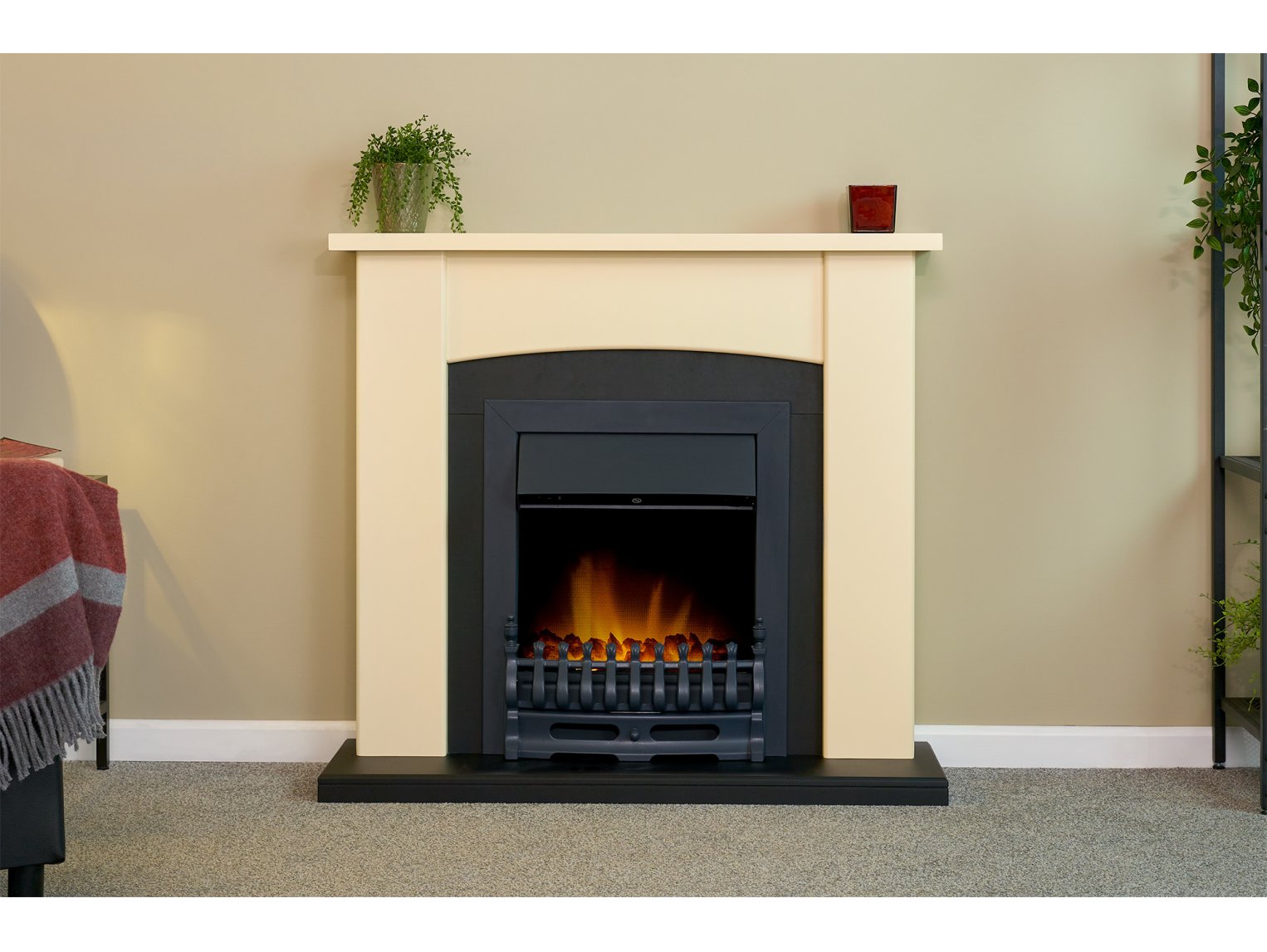 Adam Holden Fireplace Cream & Black + Blenheim Electric Fire Black, 39"