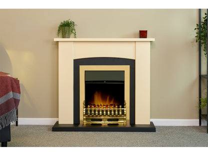 Adam Holden Fireplace Cream & Black + Blenheim Electric Fire Brass, 39"