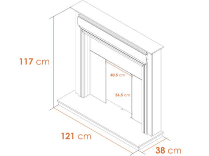 Adam Honley Fireplace in Pure White & Grey with Downlights, 48 Inch