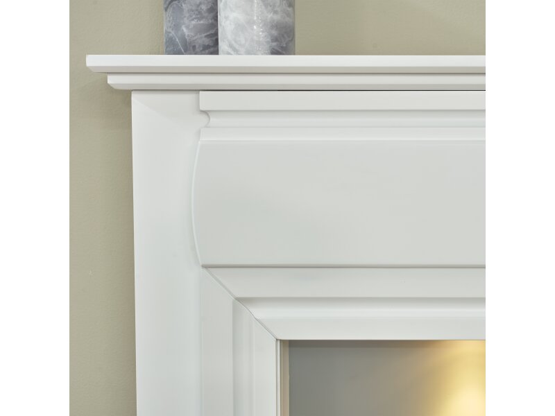 Adam Honley Fireplace in Pure White & Grey with Downlights, 48 Inch