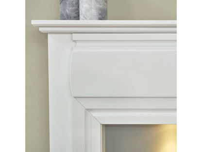 Adam Honley Fireplace in Pure White & Grey with Downlights, 48 Inch