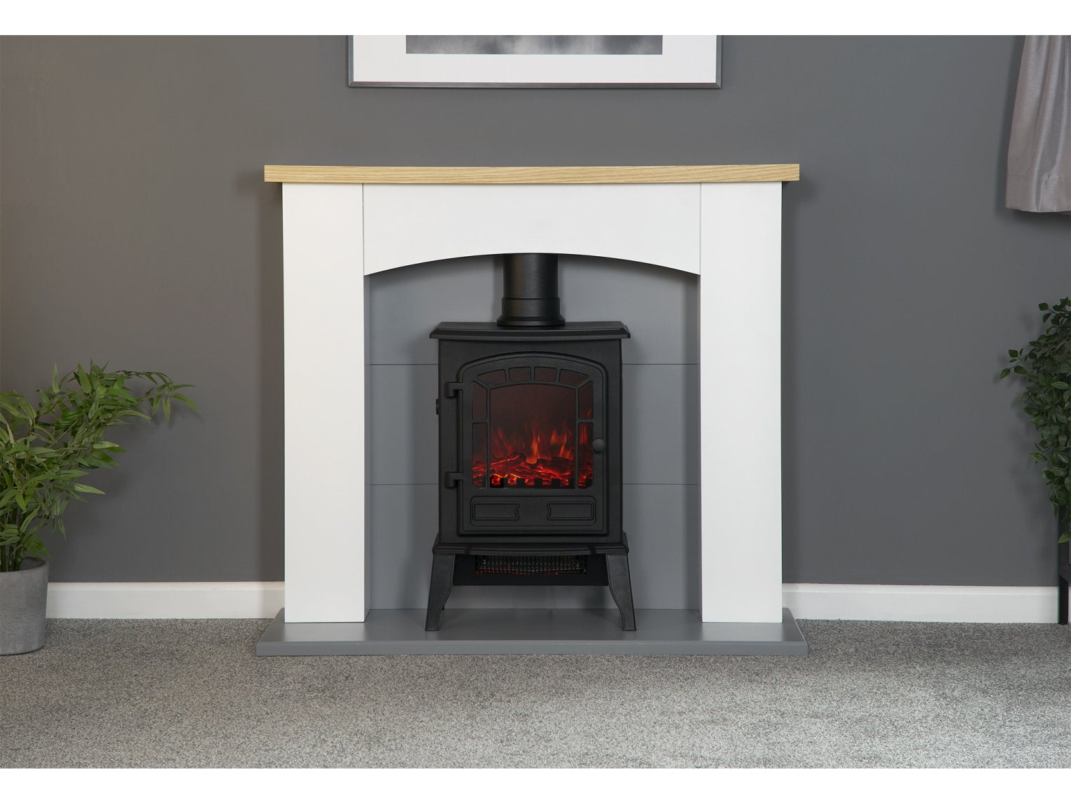 Adam Huxley Pure White & Grey + Ripon Electric Stove Black, 39"