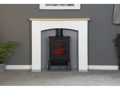 Adam Huxley Pure White & Grey + Ripon Electric Stove Black, 39"