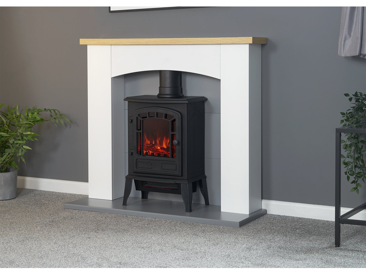 Adam Huxley Pure White & Grey + Ripon Electric Stove Black, 39"