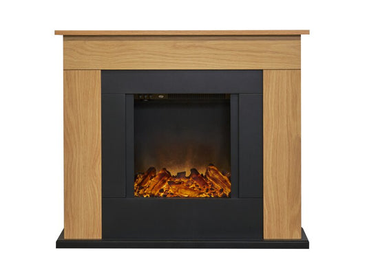 Adam Idaho Electric Fireplace Suite in Oak & Black, 32 Inch