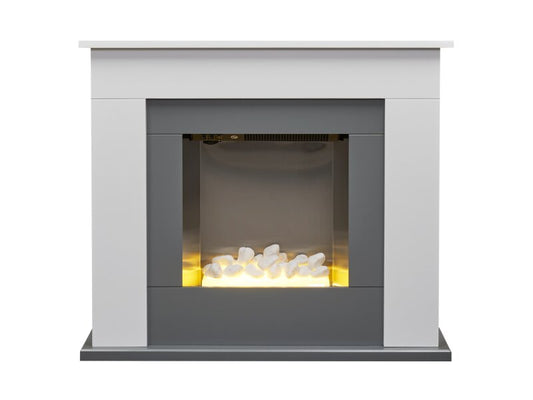 Adam Idaho Electric Fireplace Suite in White & Grey, 32 Inch