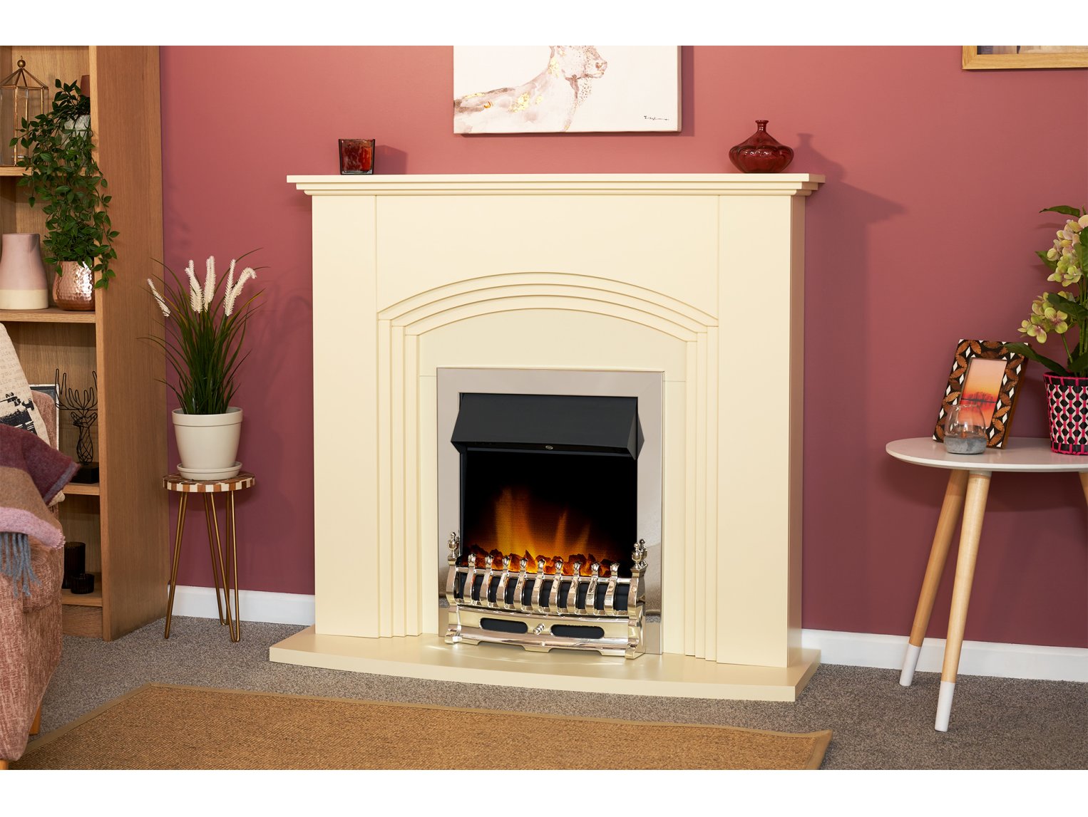 Adam Kirkdale Fireplace Cream + Blenheim Electric Fire Chrome, 45"