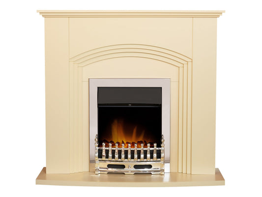 Adam Kirkdale Fireplace in Cream with Blenheim Electric Fire in Chrome, 45 Inch