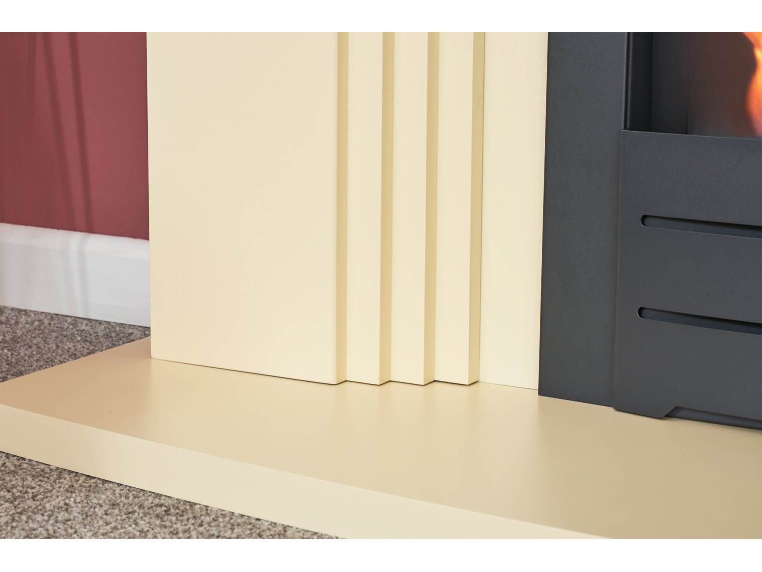 Adam Kirkdale Fireplace Cream + Colorado Bio Ethanol Fire Black, 45"