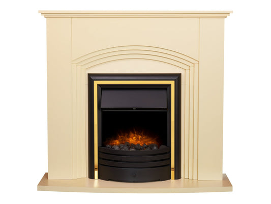 Adam Kirkdale Fireplace in Cream with Cambridge 6-in-1 Electric Fire in Black, 45 Inch