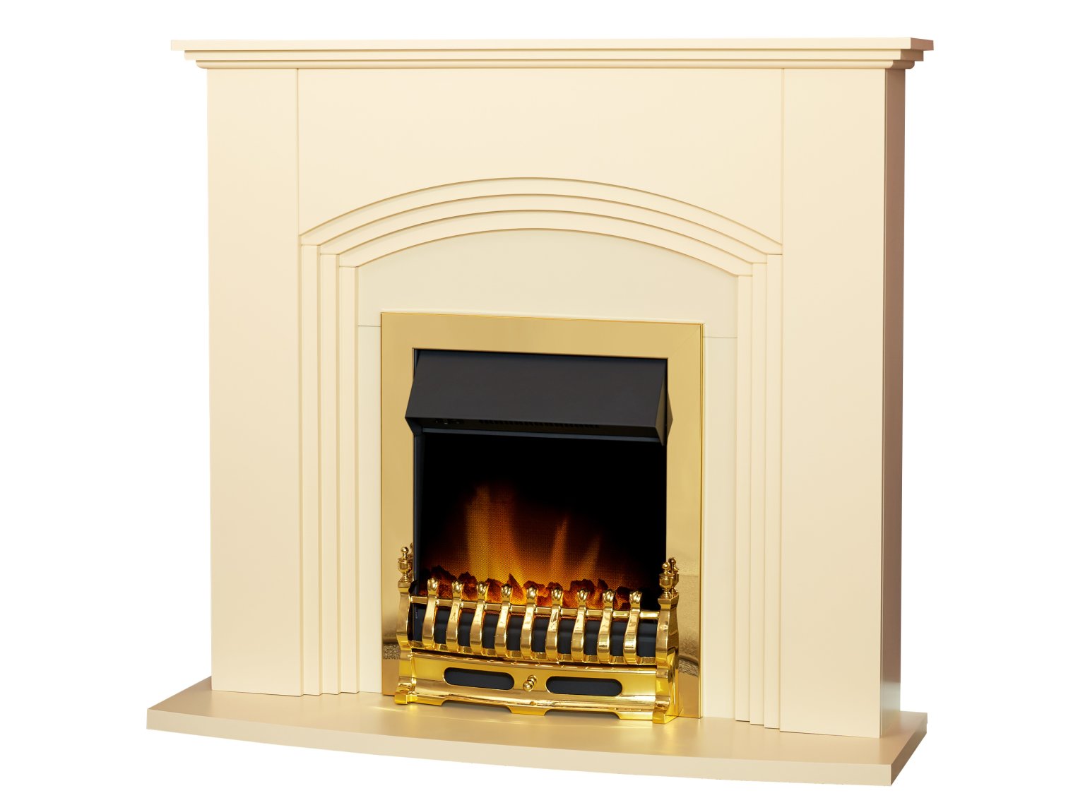 Adam Kirkdale Fireplace Cream + Blenheim Electric Fire Brass, 45"