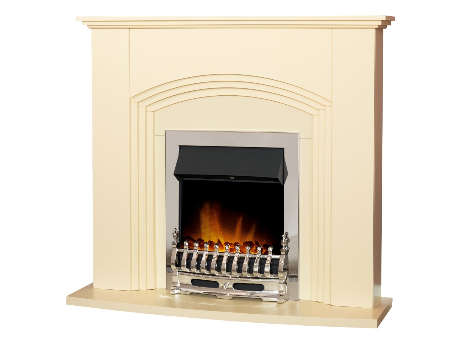 Adam Kirkdale Fireplace Cream + Blenheim Electric Fire Chrome, 45"