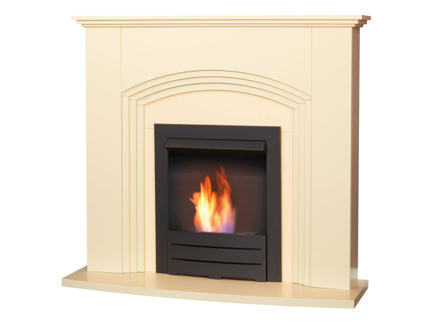 Adam Kirkdale Fireplace Cream + Colorado Bio Ethanol Fire Black, 45"