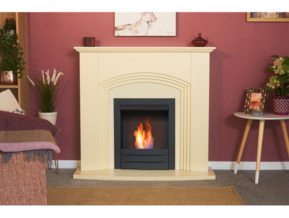 Adam Kirkdale Fireplace Cream + Colorado Bio Ethanol Fire Black, 45"