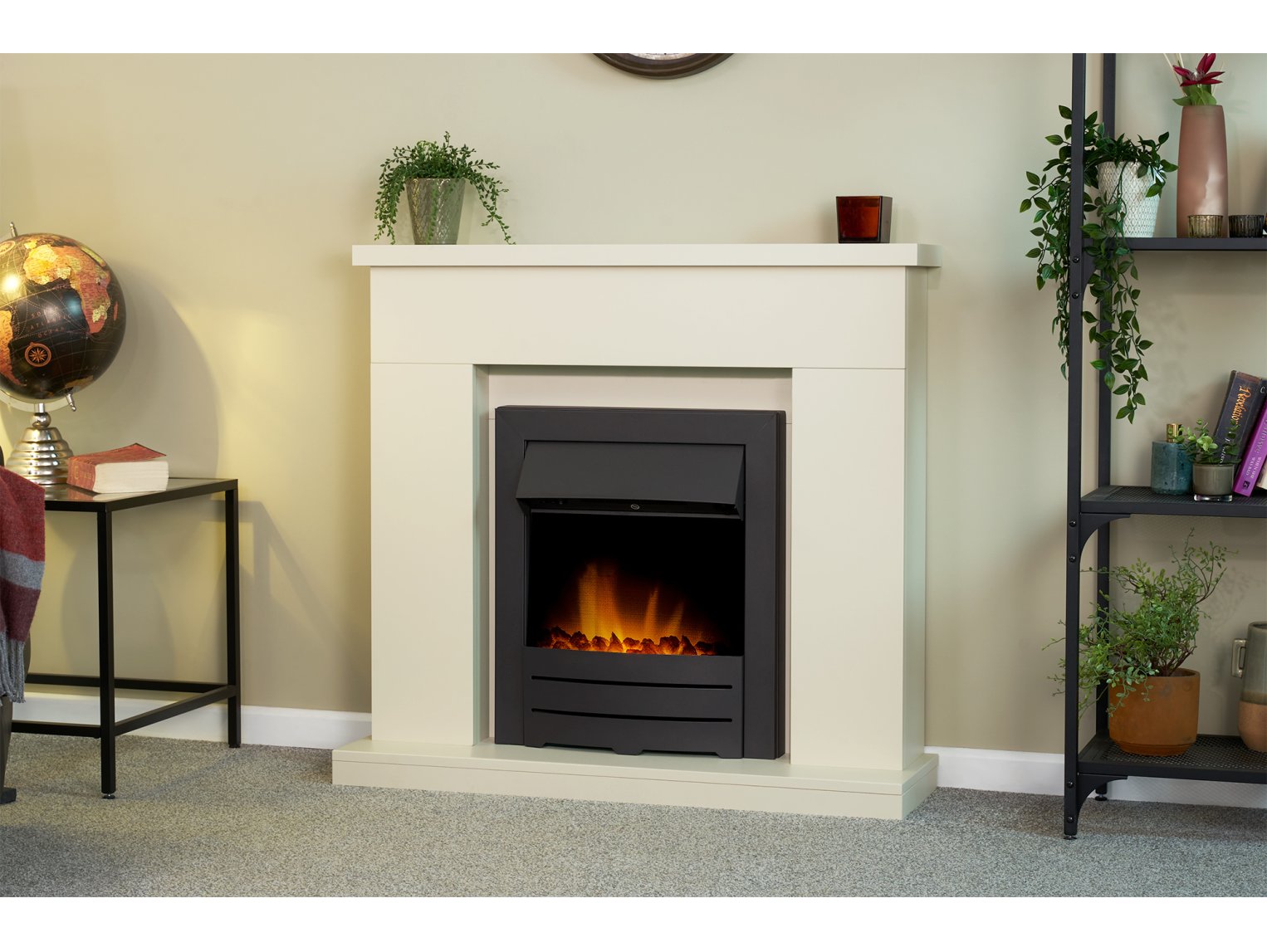 Adam Lomond Fireplace Stone Effect + Colorado Electric Fire Black, 39"