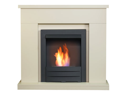 Adam Lomond Fireplace in Stone Effect with Colorado Bio Ethanol Fire in Black, 39 Inch