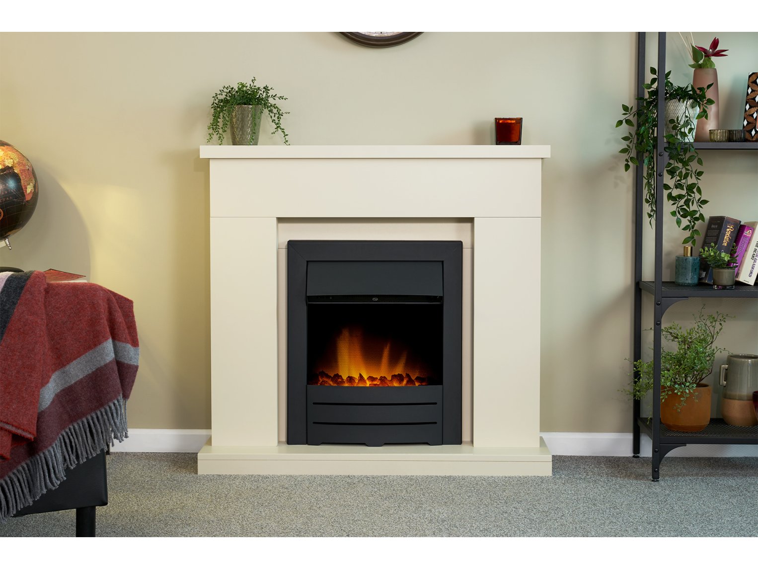 Adam Lomond Fireplace Stone Effect + Colorado Electric Fire Black, 39"