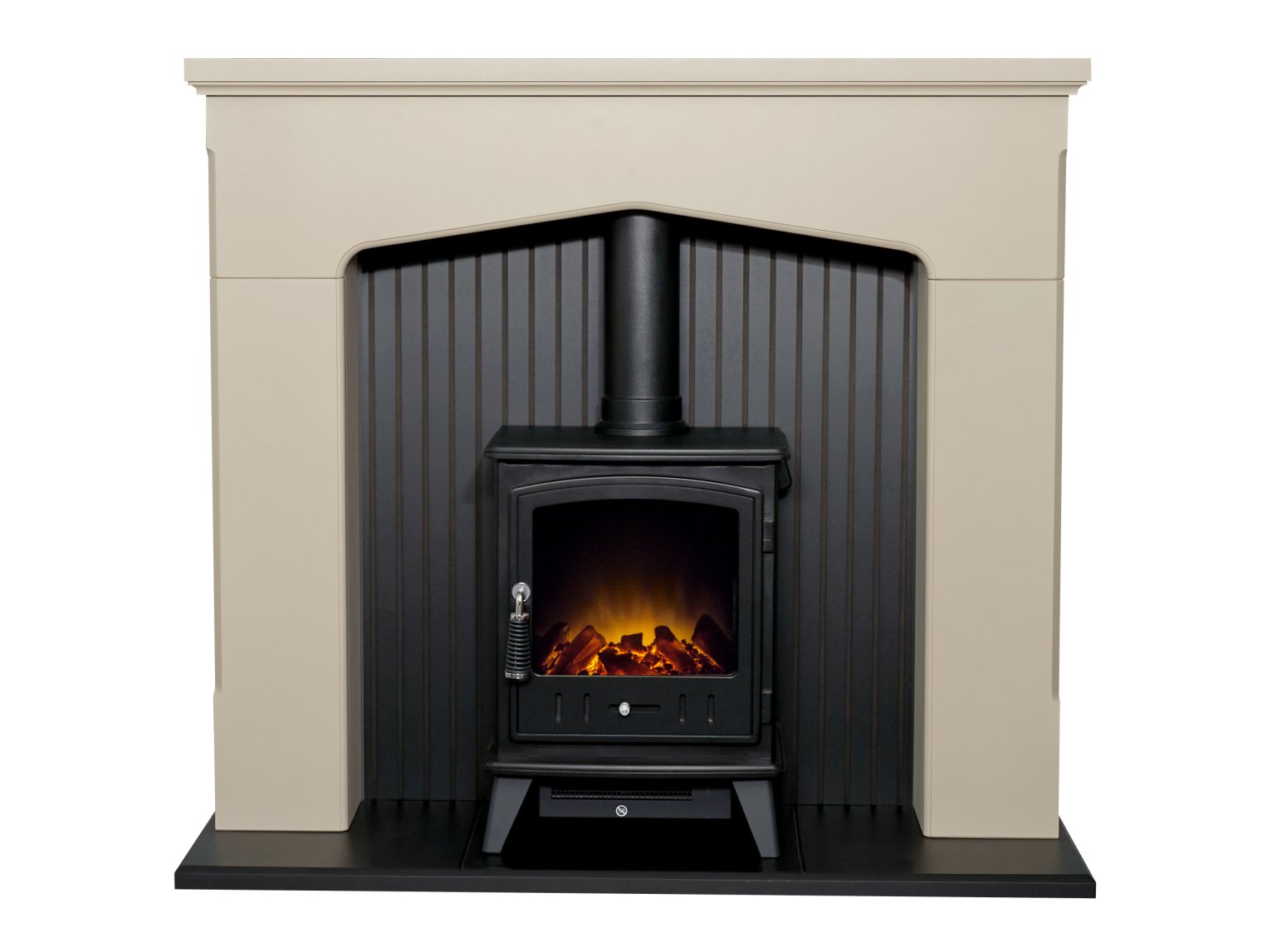 Adam Ludlow Stove Fireplace in Stone Effect with Aviemore Electric Stove in Black, 48 Inch