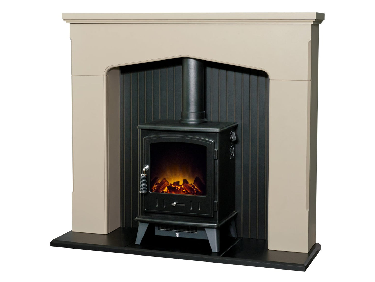 Adam Ludlow Stove Fireplace Stone Effect + Aviemore Electric Stove Black, 48"