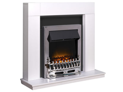 Adam Malmo Pure White & Black/Pure White + Blenheim Electric Fire Chrome, 39"