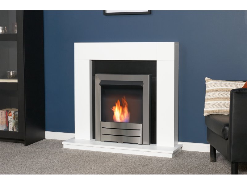 Adam Malmo Pure White & Black/Pure White + Colorado Bio Ethanol Fire Brushed Steel 39"