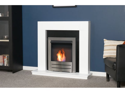 Adam Malmo Pure White & Black/Pure White + Colorado Bio Ethanol Fire Brushed Steel 39"