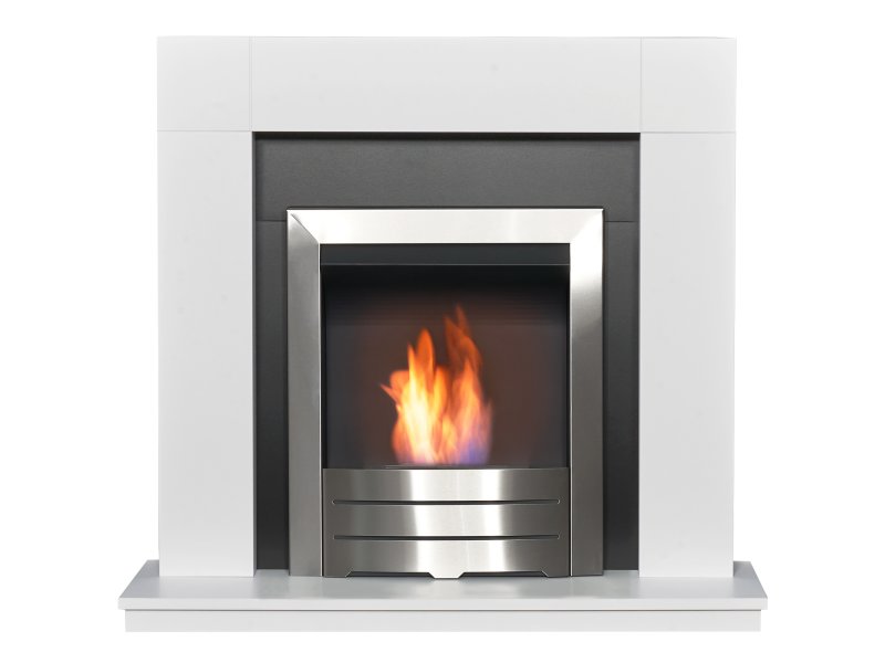 Adam Malmo Pure White & Black/Pure White + Colorado Bio Ethanol Fire Brushed Steel 39"