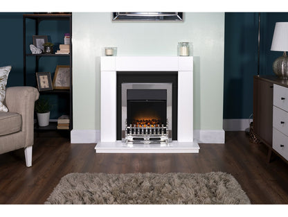 Adam Malmo Pure White & Black/Pure White + Blenheim Electric Fire Chrome, 39"