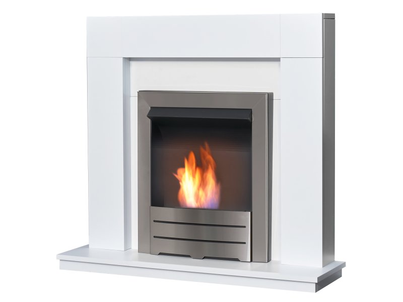 Adam Malmo Pure White & Black/Pure White + Colorado Bio Ethanol Fire Brushed Steel 39"